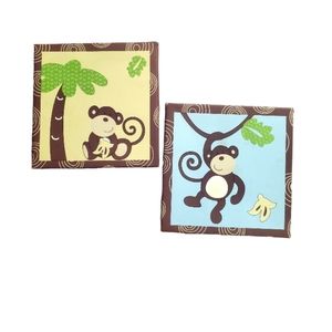 2 monkey decorative pictures 8 x 8